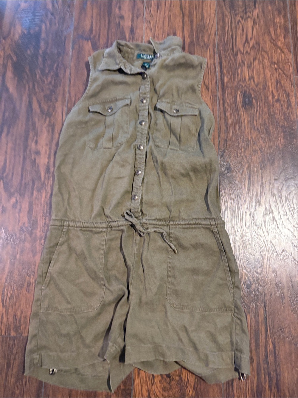 Lauren, Ralph Lauren Olive Green Sleeveless Utility Romper size 6petite